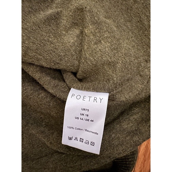 POETRY Women’s Green Button Cardigan Size US14 100% Cotton Pockets - Picture 5 of 5